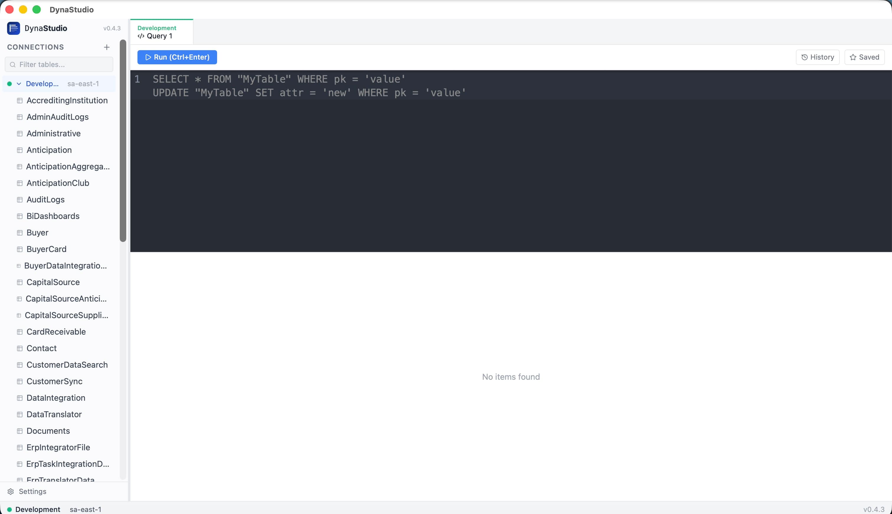 DynaStudio PartiQL Editor